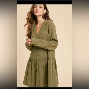 Anthropologie Maeve Katie Textured Utility Tunic Dress Size Boho Fall Casual